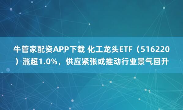 牛管家配资APP下载 化工龙头ETF(516220)涨超1.0%,供应紧张或推动行业景气回升