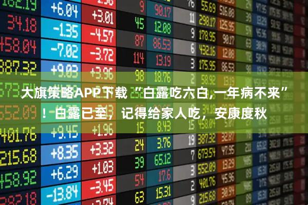 大旗策略APP下载 “白露吃六白,一年病不来”！白露已至，记得给家人吃，安康度秋